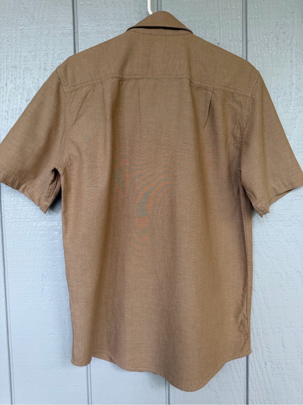 Sz S Carhartt Mens Button-Down Shirt in dark Tan chambray.. like new condition - Picture 5 of 13